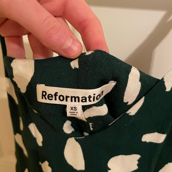 Reformation Marlowe Dress Green and White Dots - Picture 5 of 5